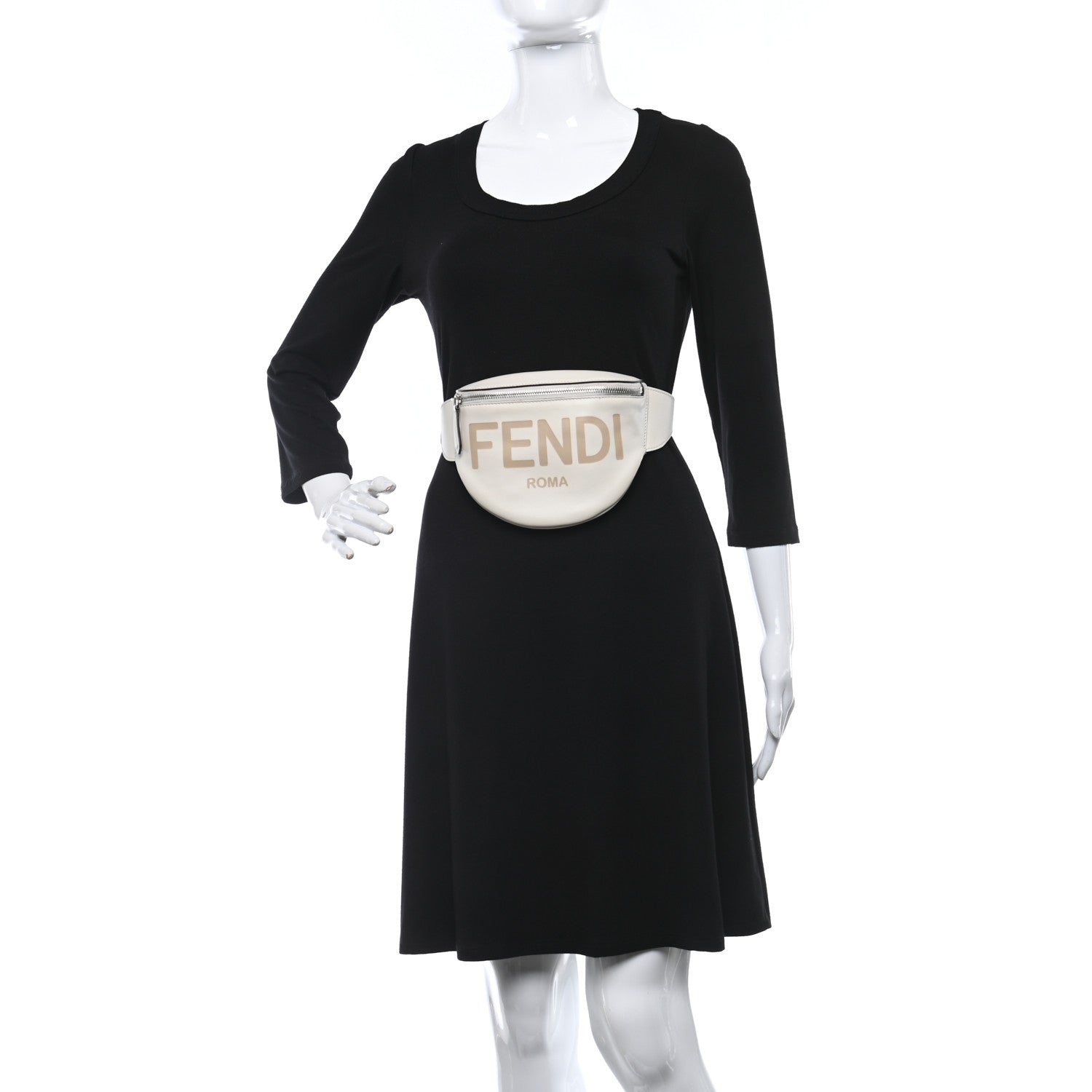 Fendi Vitello Grace Light Logo Embossed Small Belt Bag White Ice 2 of 9