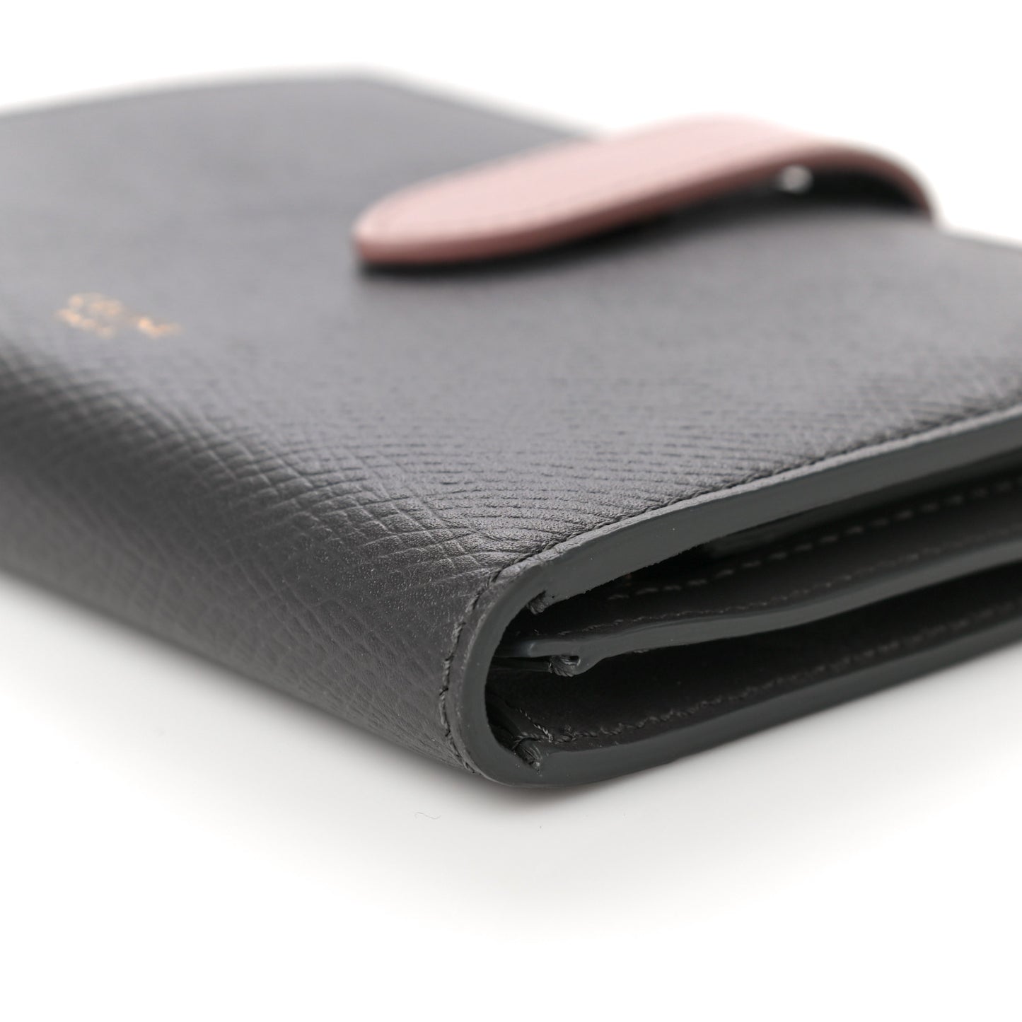 Grained Calfskin Medium Multifunction Strap Wallet Grey Vintage Pink