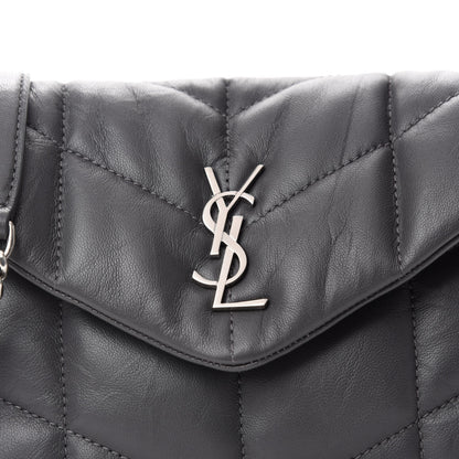 Saint Laurent Lambskin Quilted Toy Loulou Puffer Monogram Chain Satchel Storm 11 of 12
