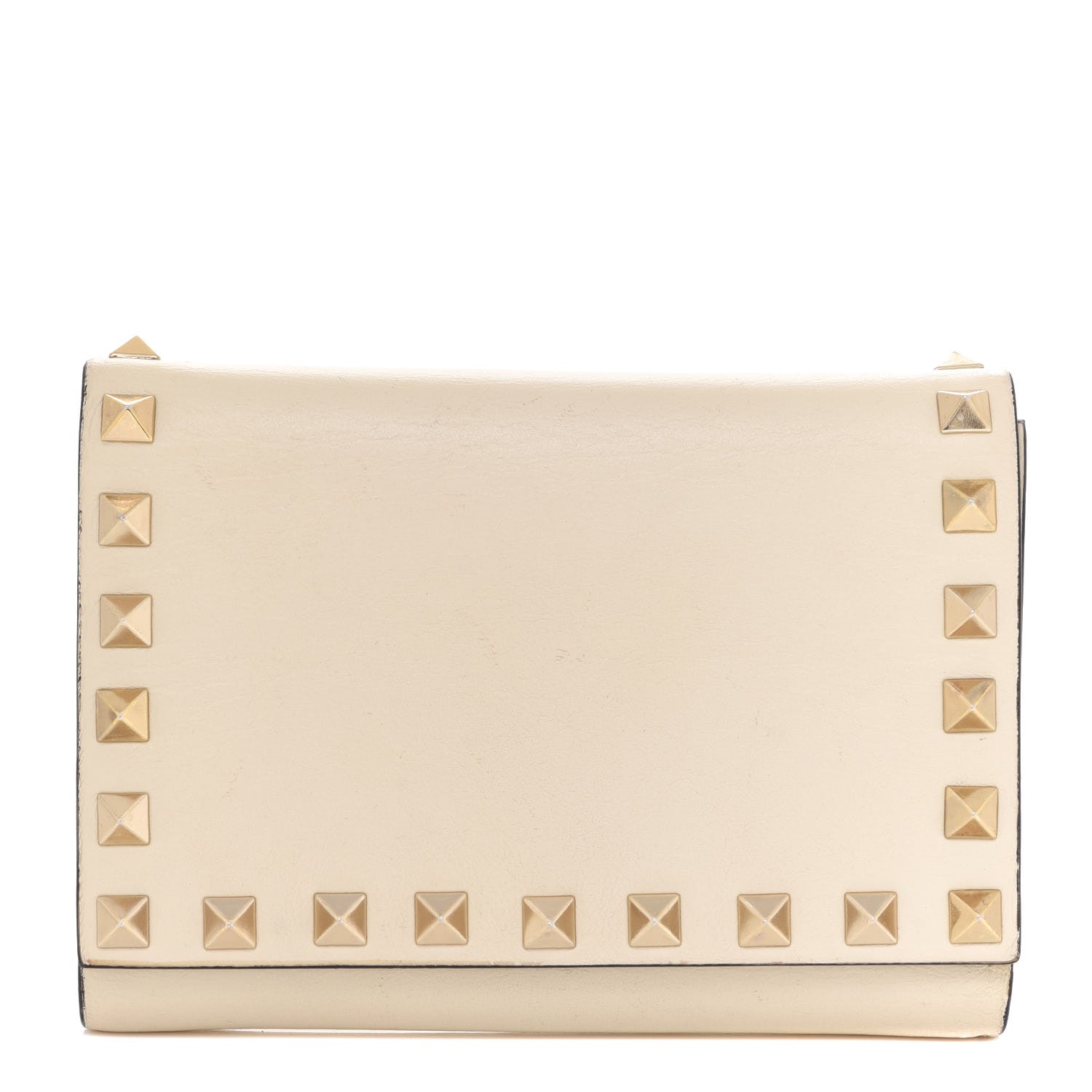 Valentino Garavani Calfskin Tri-Fold Rockstud Wallet Light Ivory 1 of 10