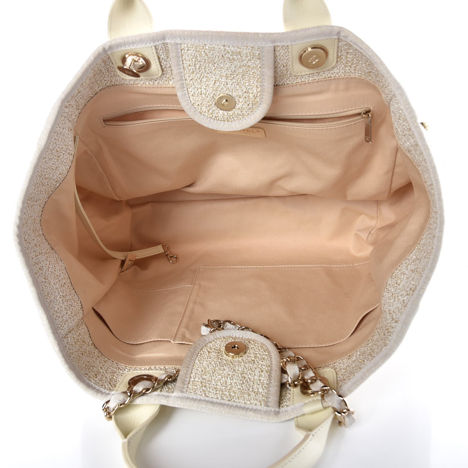 Chanel Canvas Large Deauville Tote Ivory 5 of 9