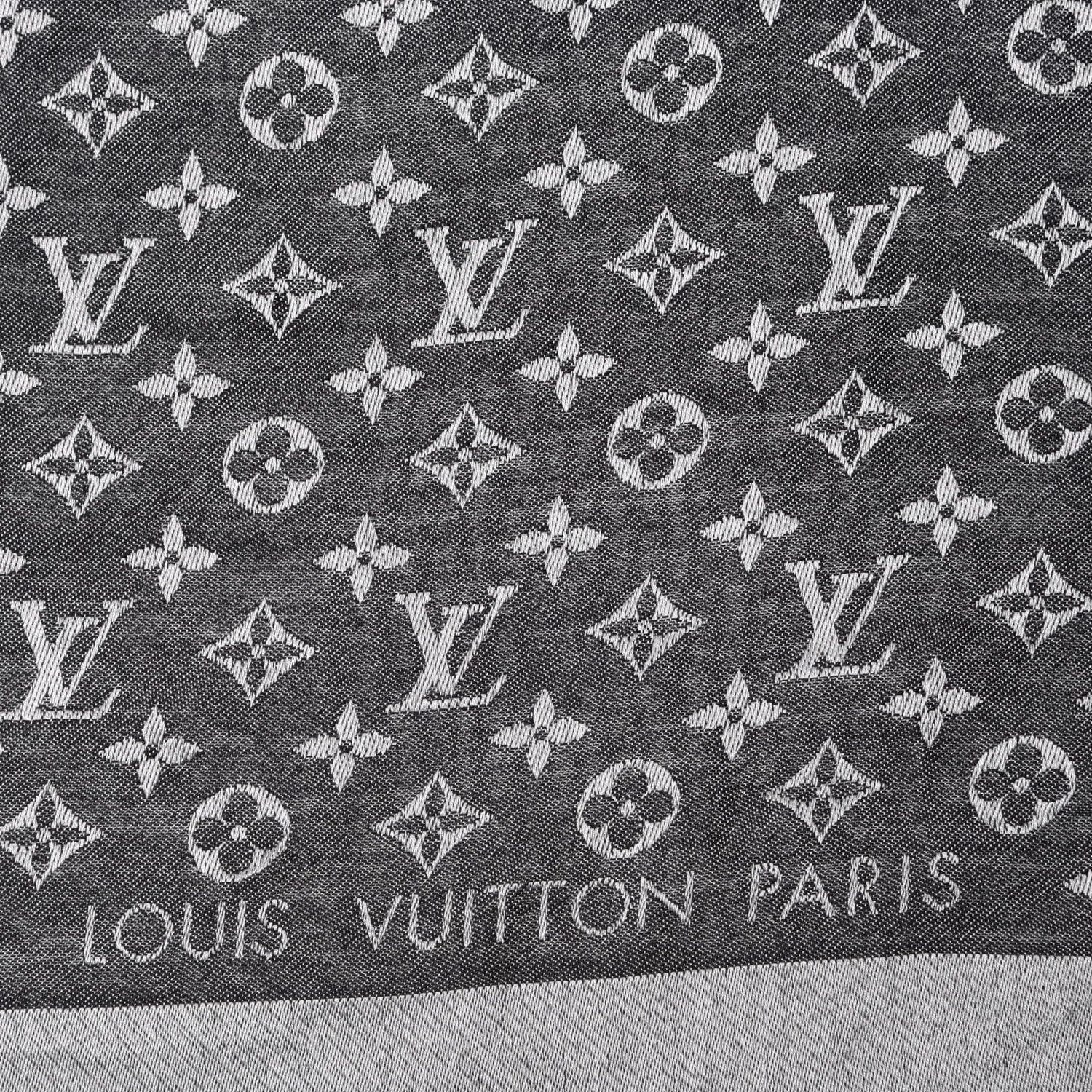 Louis Vuitton Silk Wool Monogram Denim Shawl Black 3 of 4