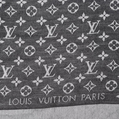 Louis Vuitton Silk Wool Monogram Denim Shawl Black 3 of 4