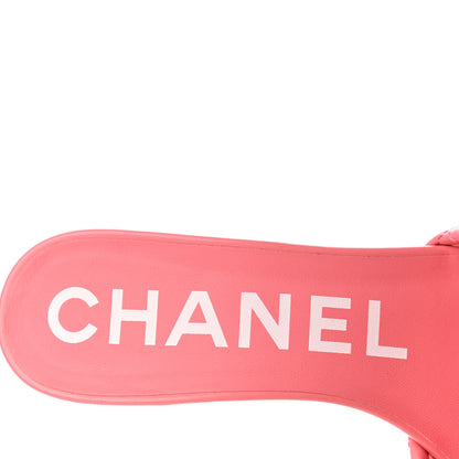 Chanel Lambskin Quilted Textured CC Mules 37.5 Pink 7 of 9