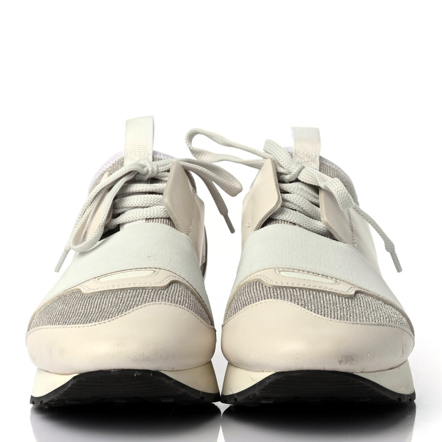 Calfskin Knit Womens Race Runner Sneakers 38 White