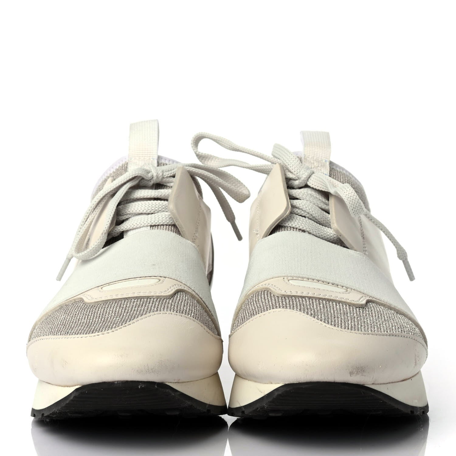 Balenciaga Calfskin Knit Womens Race Runner Sneakers 38 White 2 of 4