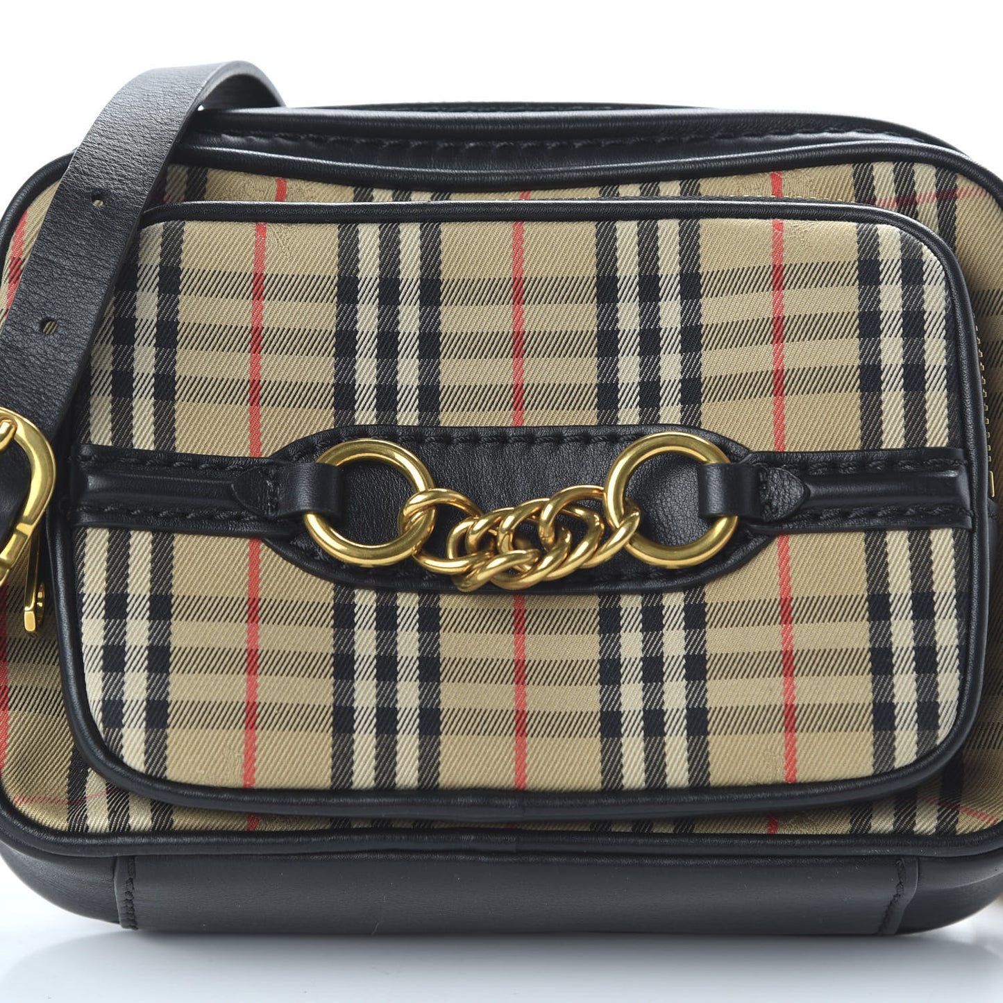 1983 Knight Check Smooth Calfskin Link Camera Bag Black