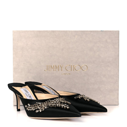 Jimmy Choo Satin Crystal Rav 65 Heels 37.5 Black 10 of 10