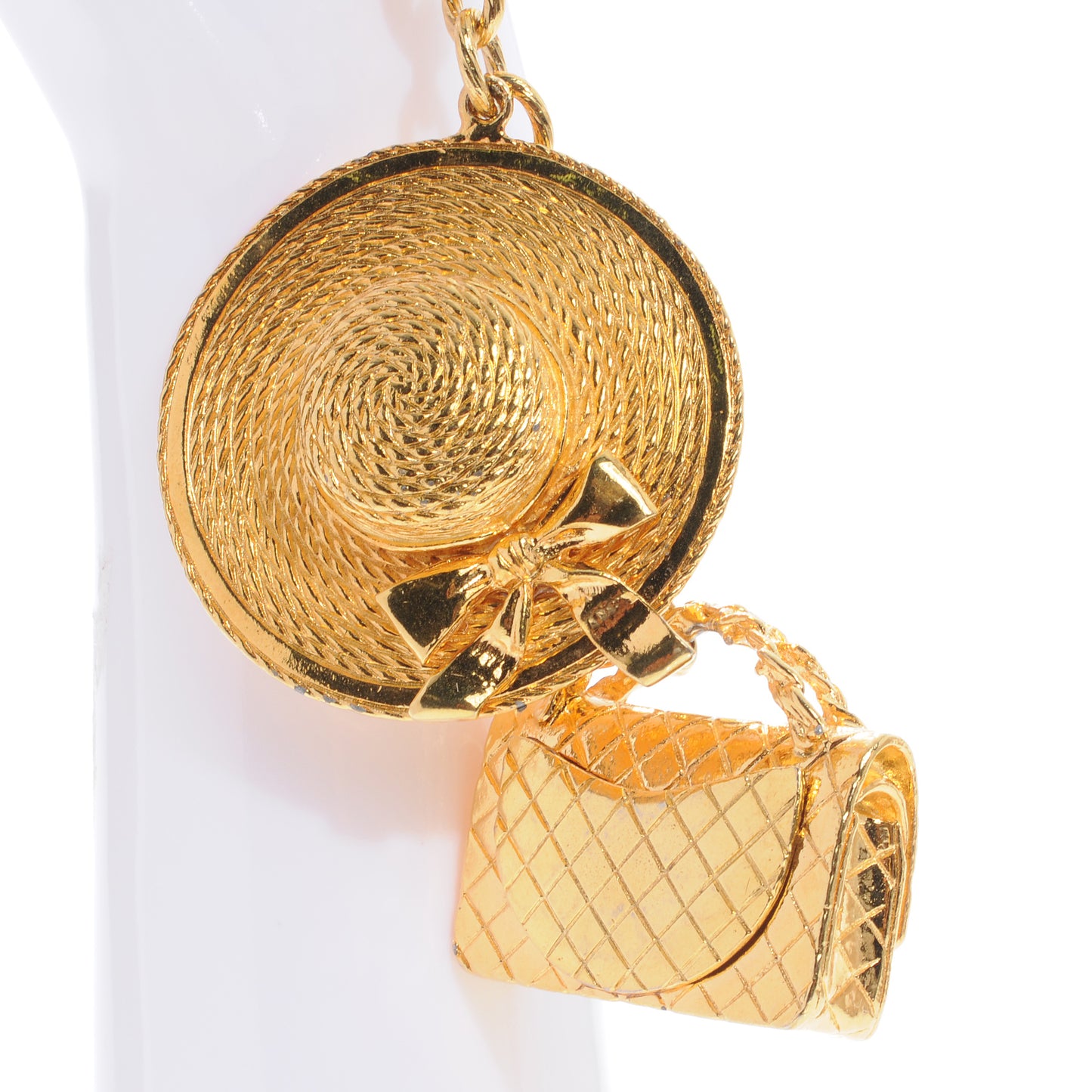 2.55 Quilted Flap and CC Hat Charm Bracelet Gold