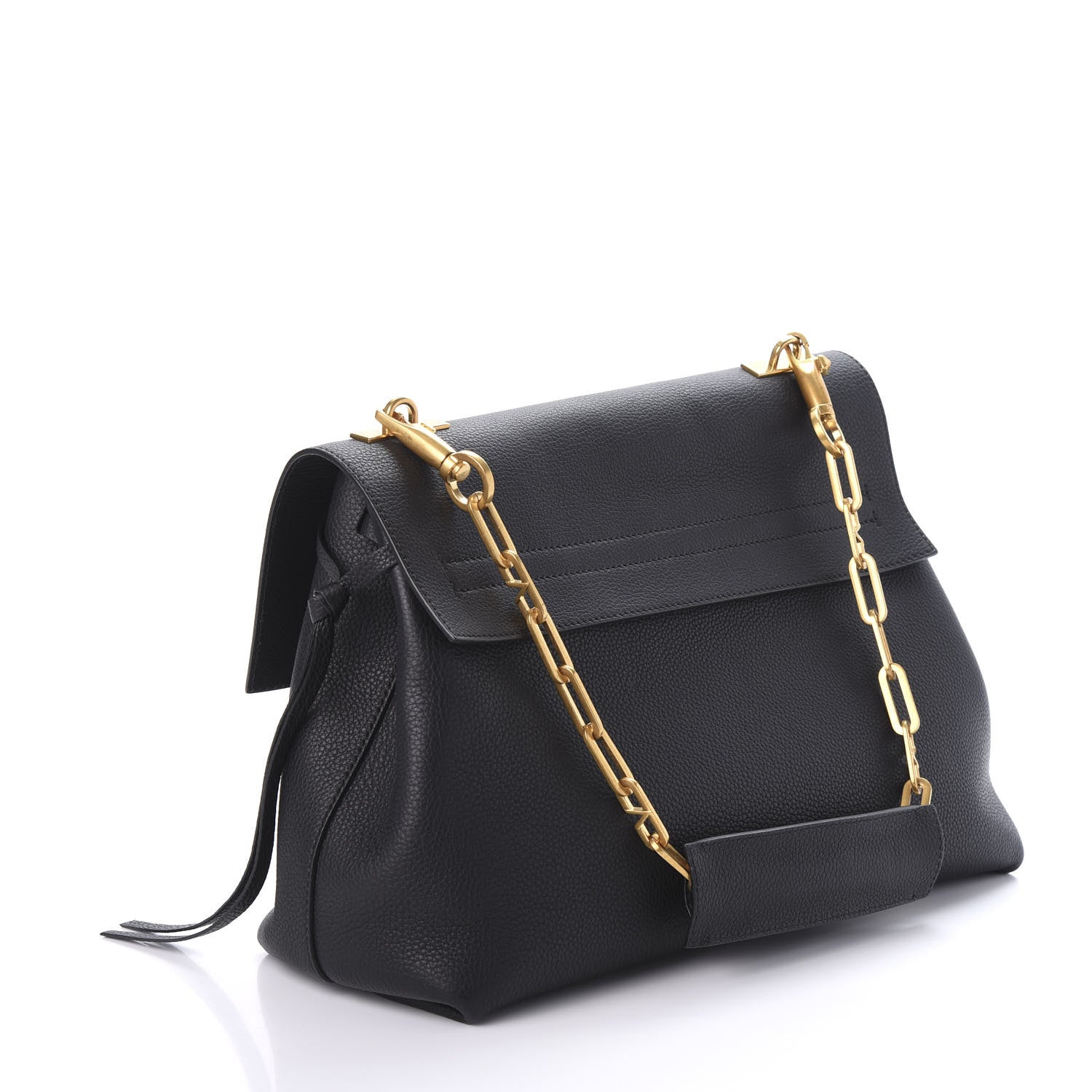 Valentino Garavani Pebbled Calfskin Large VRing Chain Shoulder Bag Black 2 of 8