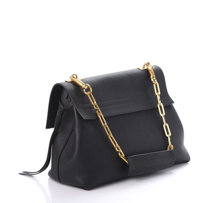 Valentino Garavani Pebbled Calfskin Large VRing Chain Shoulder Bag Black 2 of 8