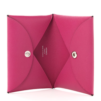 Hermes Madame Calfskin Calvi Card Case Rose Pourpre 5 of 8