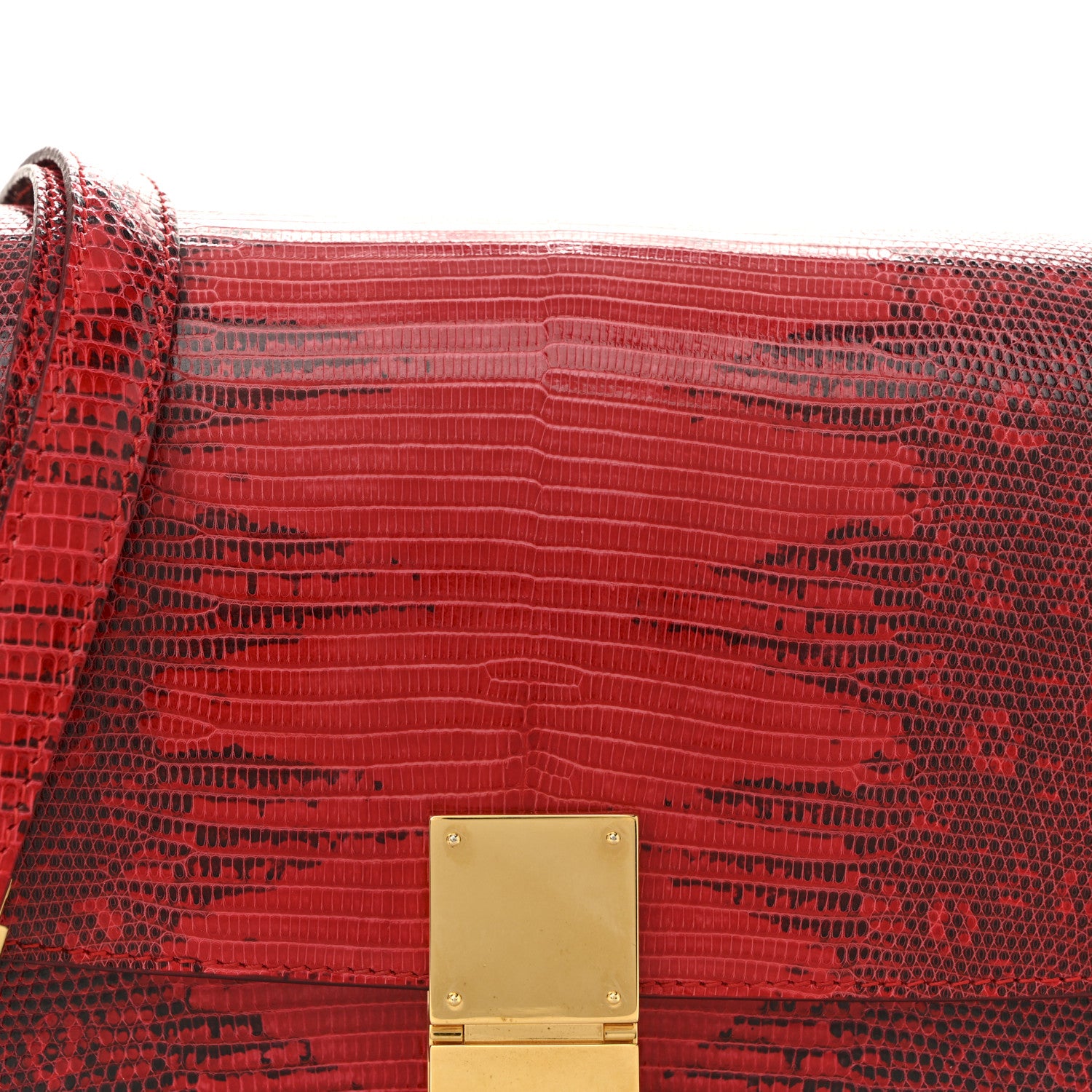 Celine Lizard Medium Classic Box Flap Bag Ruby