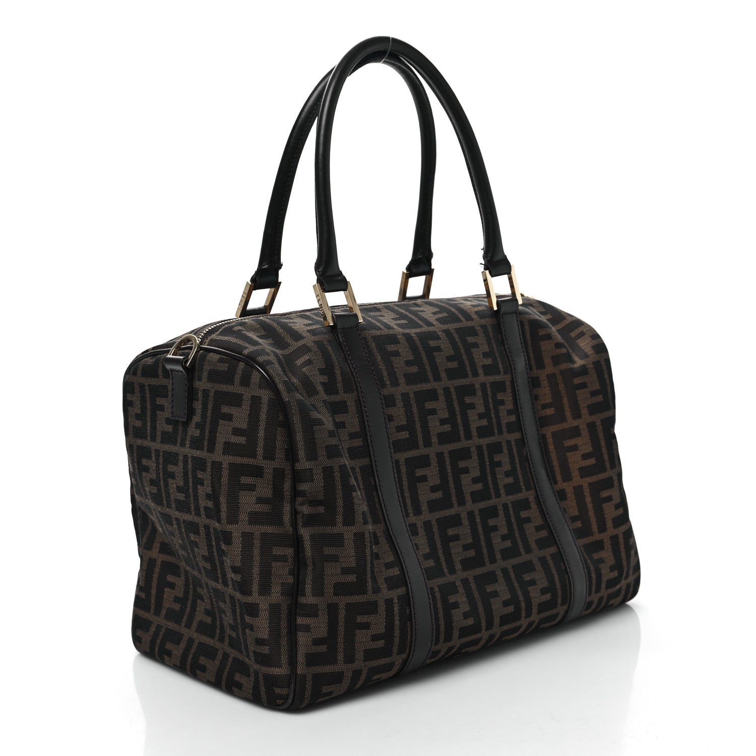 Fendi Zucca Medium Convertible Boston Satchel Tobacco Brown 3 of 9