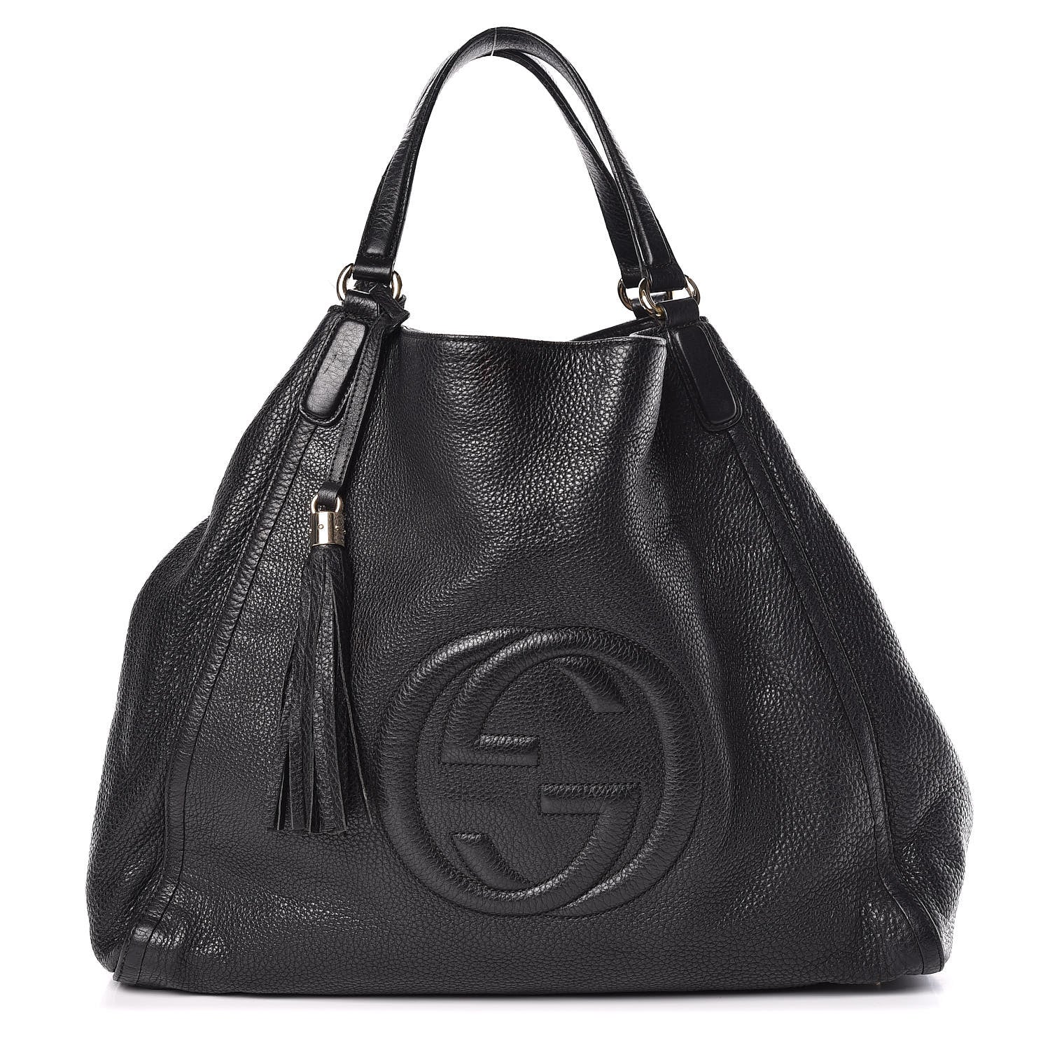 Gucci Pebbled Calfskin Large Soho Shoulder Bag Black 1 of 19