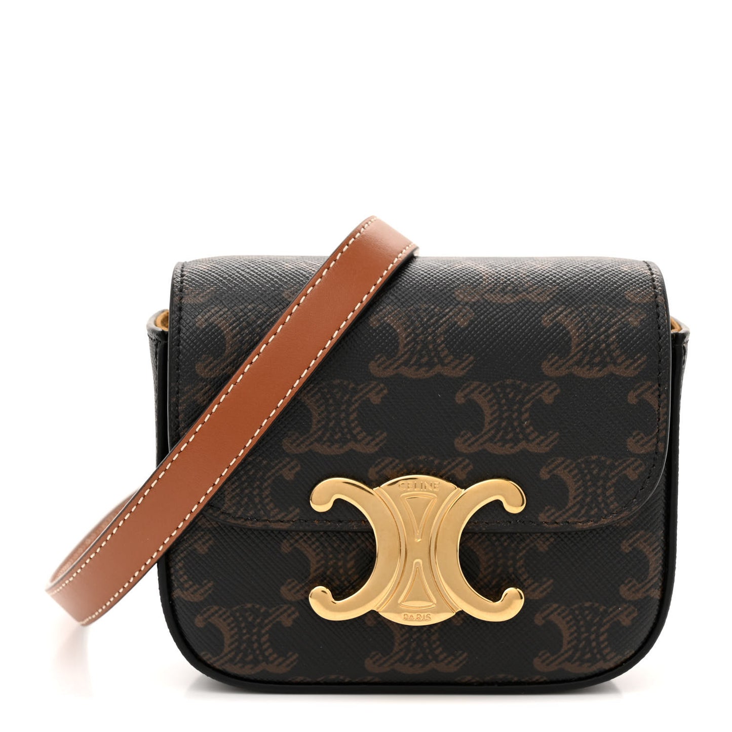 Triomphe Canvas Calfskin Mini Claude Tan