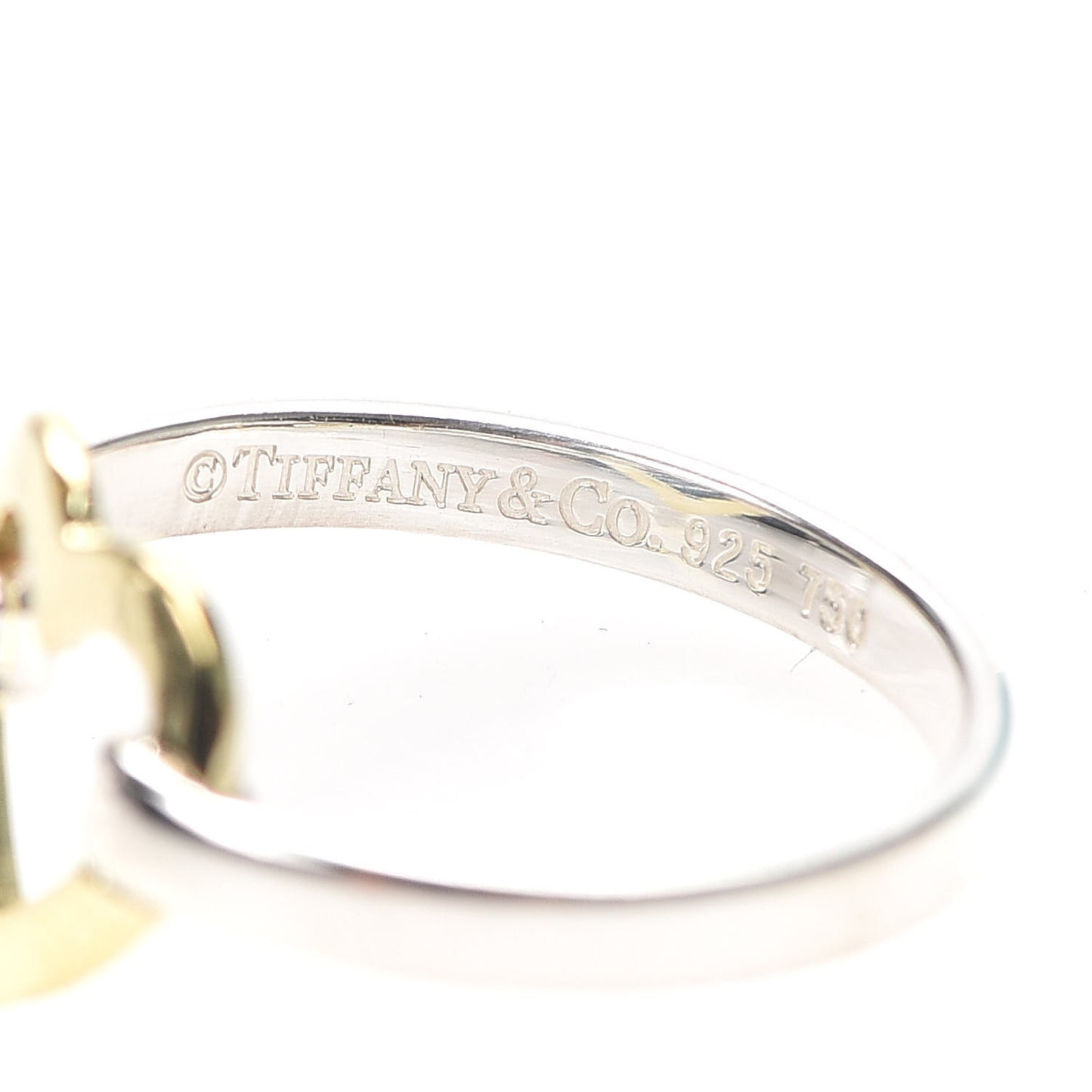Sterling Silver 18K Yellow Gold Open Heart Ring 54 6.75