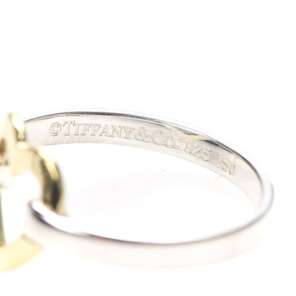 Tiffany Sterling Silver 18K Yellow Gold Open Heart Ring 54 6.75 4 of 5