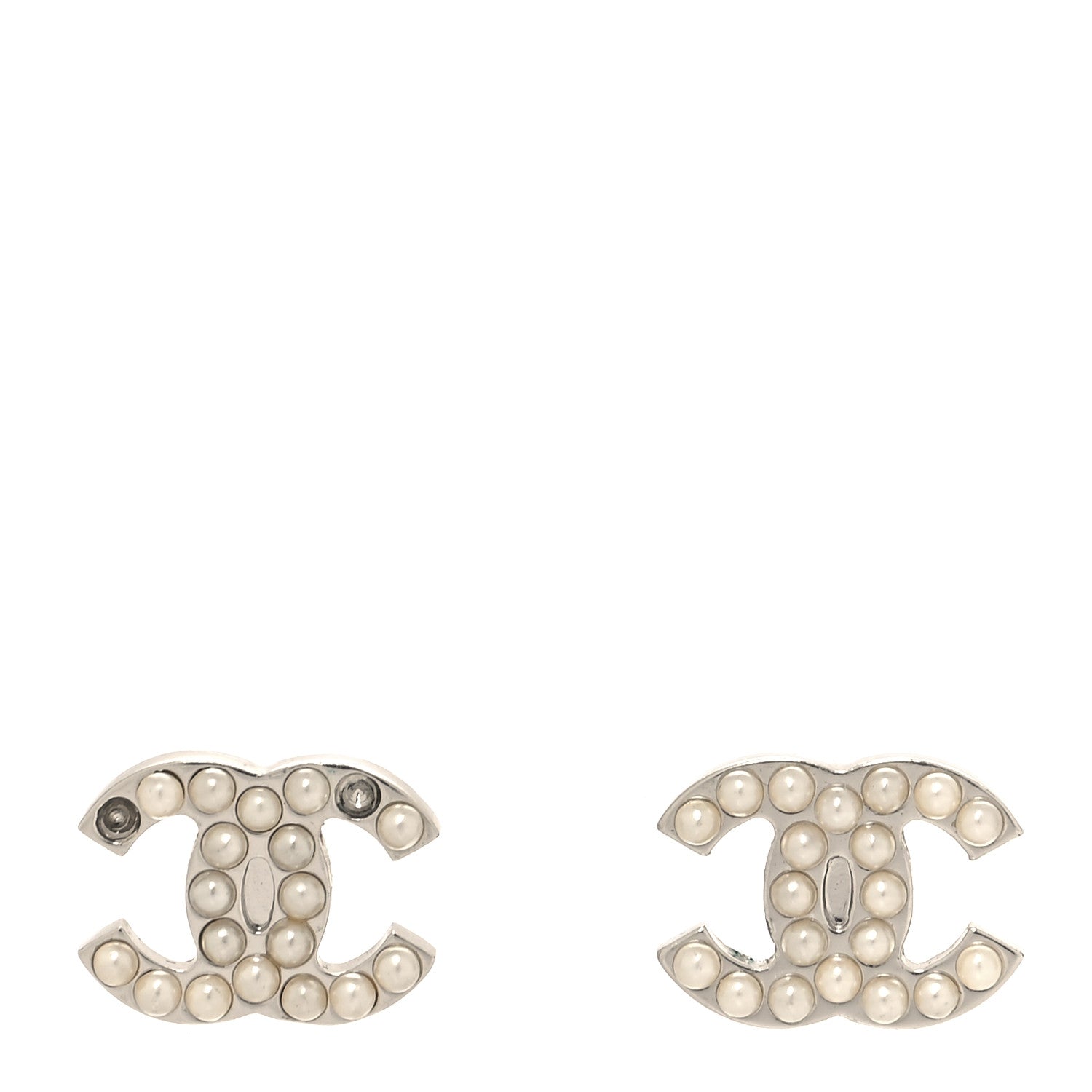 Chanel Pearl CC Earrings Silver 1 of 4