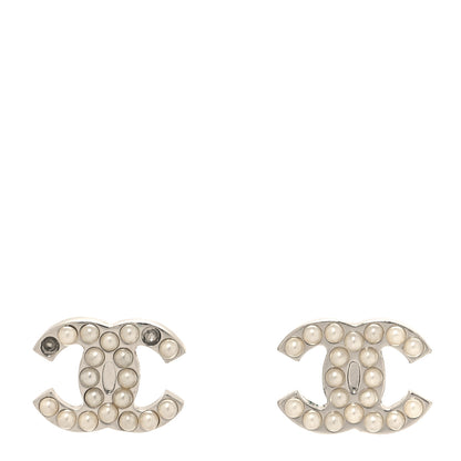 Chanel Pearl CC Earrings Silver 1 of 4