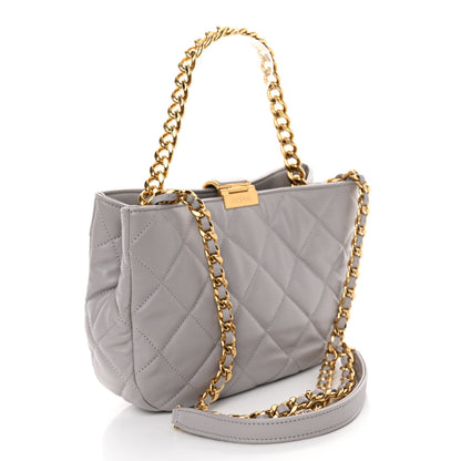 Chanel Lambskin Quilted Chain Hobo Light Grey 3 of 10