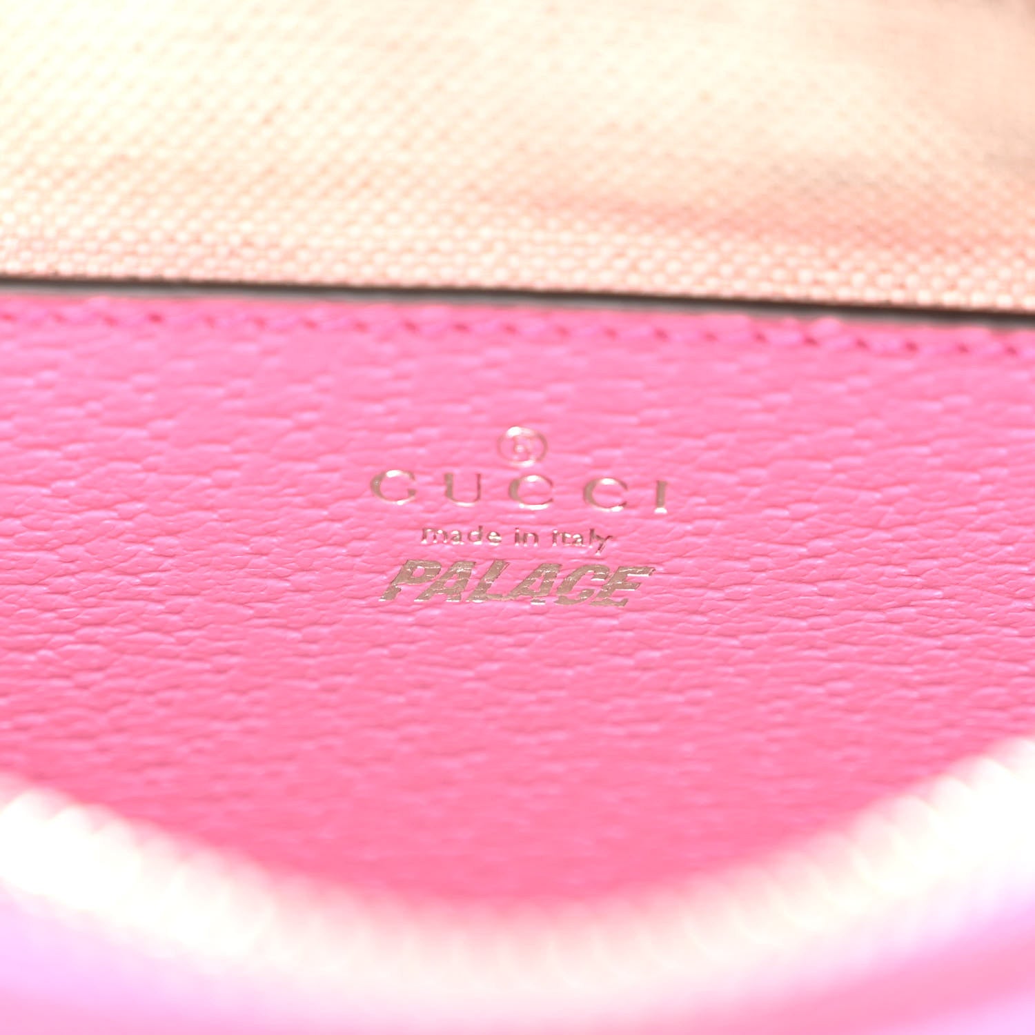 Gucci X PALACE GG Supreme Monogram Palace Textured Dollar Calfskin Shoulder Bag Pink Pale Rose Palace 6 of 9