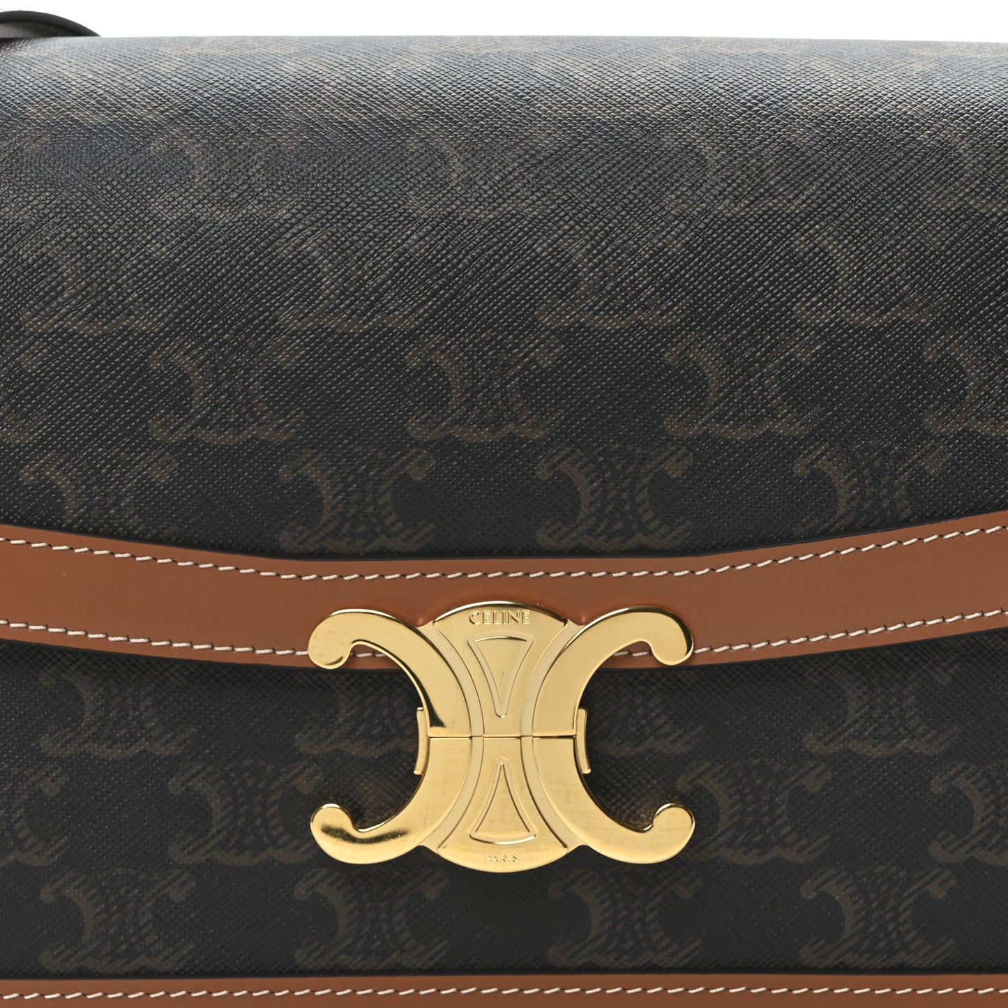 Triomphe Canvas Calfskin Medium Triomphe Bag Tan
