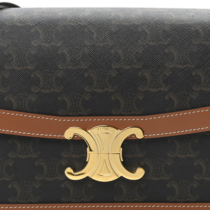 Celine Triomphe Canvas Calfskin Medium Triomphe Bag Tan 8 of 10