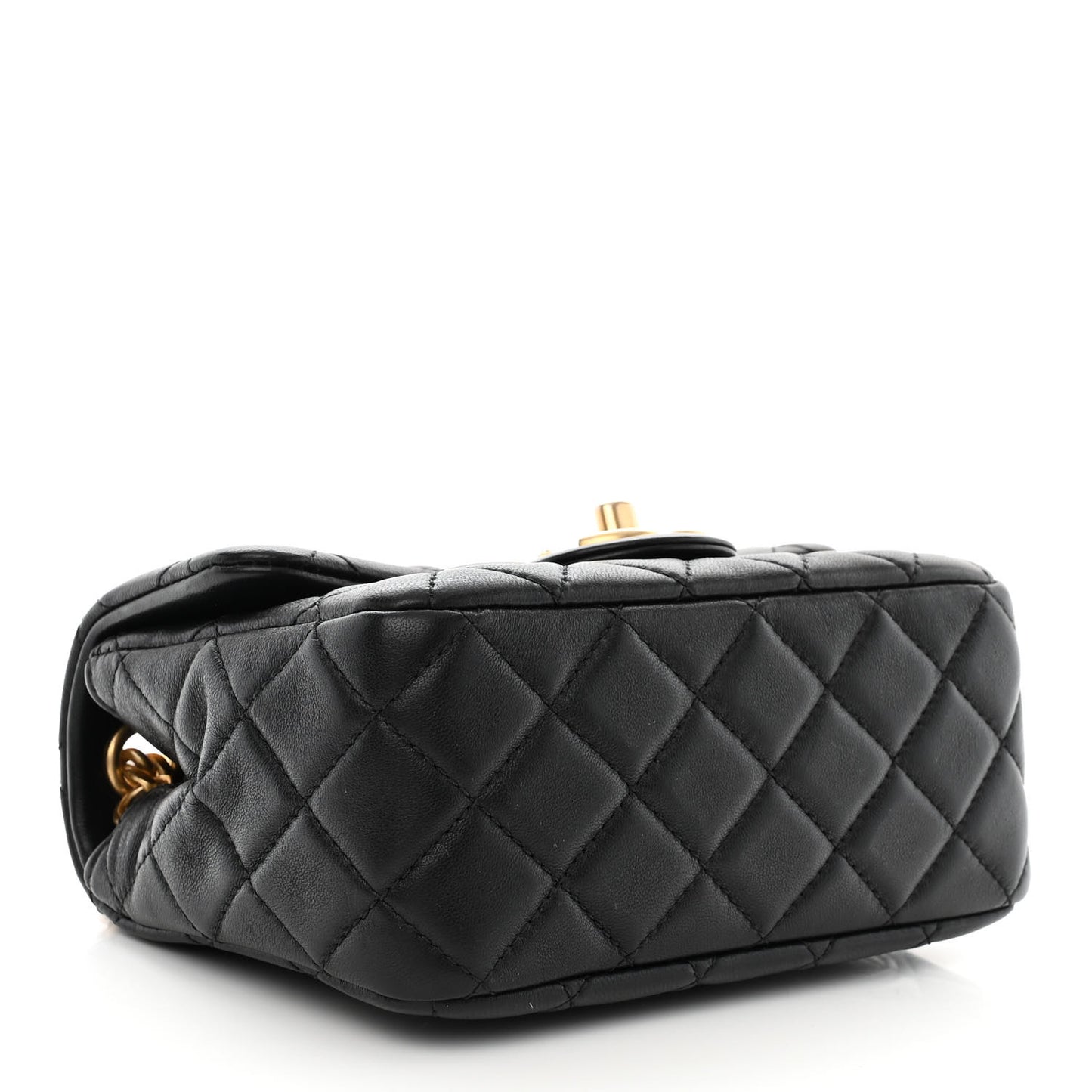 Lambskin Resin Quilted Mini Pearl Samba Square Flap Black