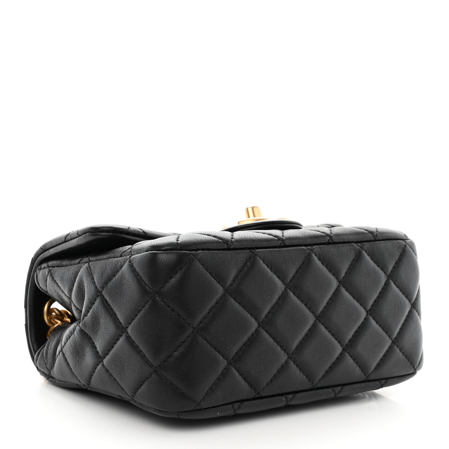 Chanel Lambskin Resin Quilted Mini Pearl Samba Square Flap Black 4 of 11
