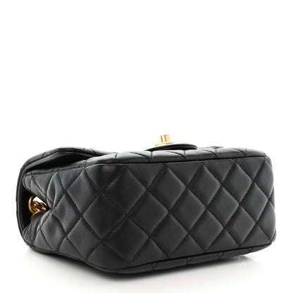 Chanel Lambskin Resin Quilted Mini Pearl Samba Square Flap Black 4 of 11