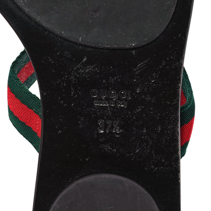 Gucci Nylon Calfskin Web GG Monogram Womens Thong Sandals 37.5 Green Red Cocoa 6 of 7