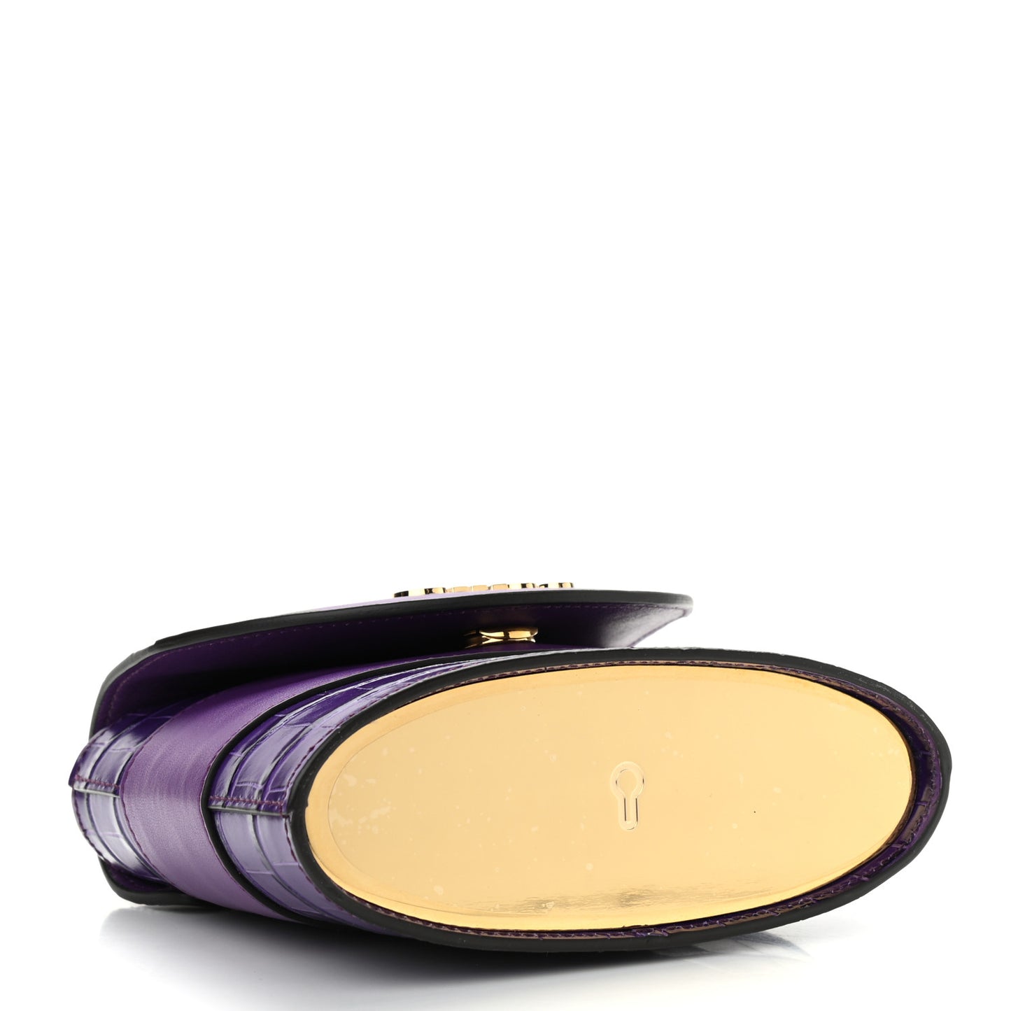Calfskin Crocodile Embossed Small Aby Lock Nightfall Purple