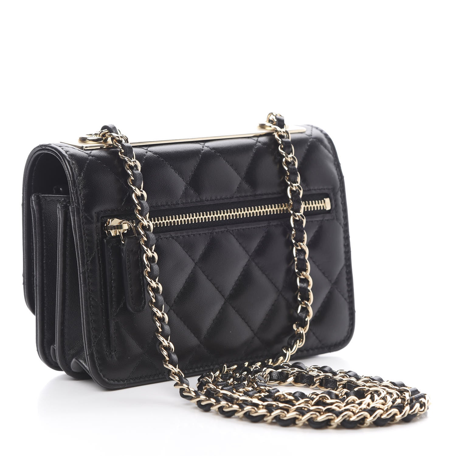 Chanel Lambskin Quilted Mini Trendy CC Wallet On Chain WOC Black 3 of 11