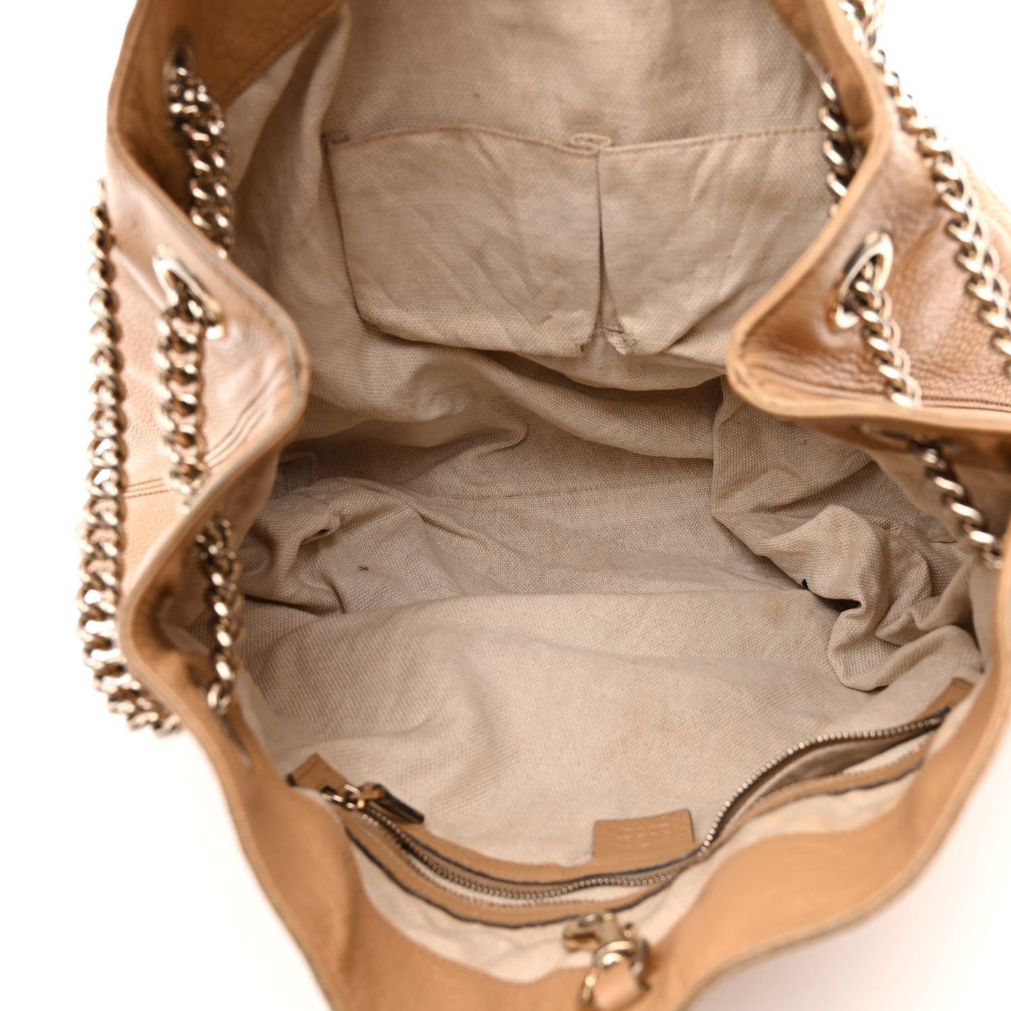 Pebbled Calfskin Large Soho Chain Shoulder Bag Nude