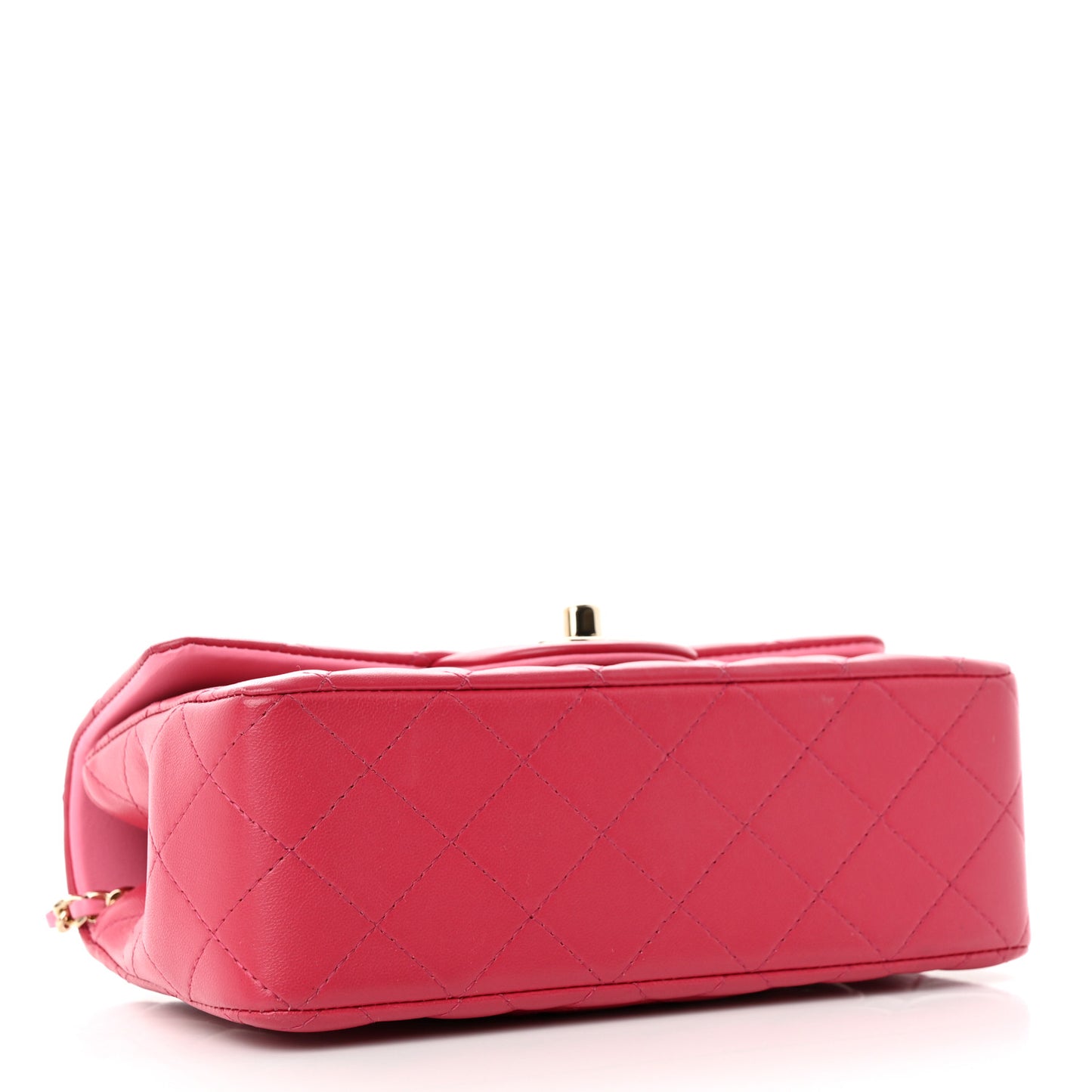 Lambskin Quilted Bi-Color Mini Top Handle Rectangular Flap Rose