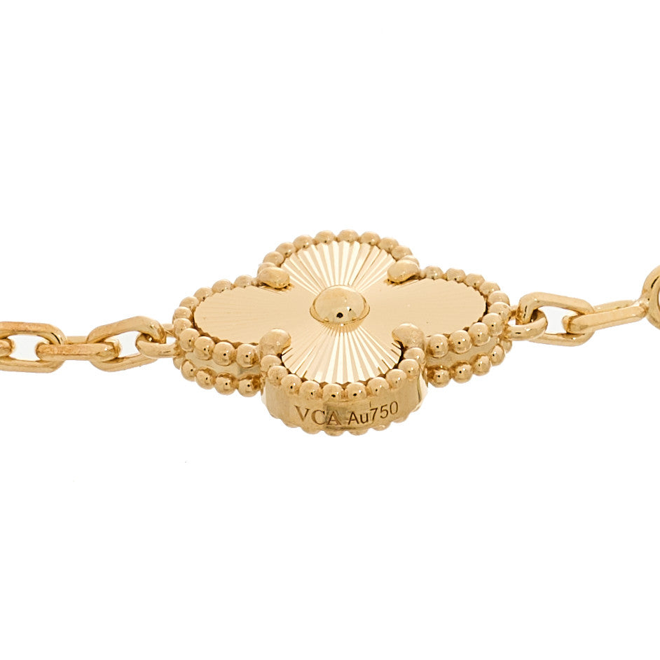 Van Cleef & Arpels 18K Yellow Gold 5 Motifs Guilloche Vintage Alhambra Bracelet 4 of 5