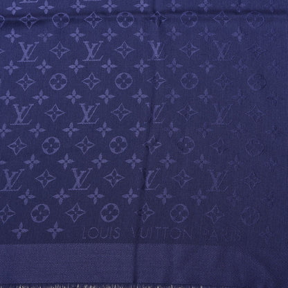 Louis Vuitton Silk Wool Monogram Shawl Night Blue 3 of 6