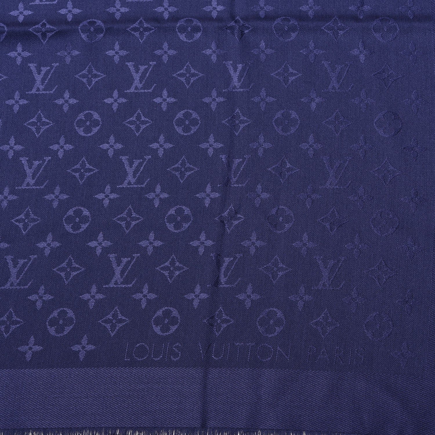 Louis Vuitton Silk Wool Monogram Shawl Night Blue 3 of 7