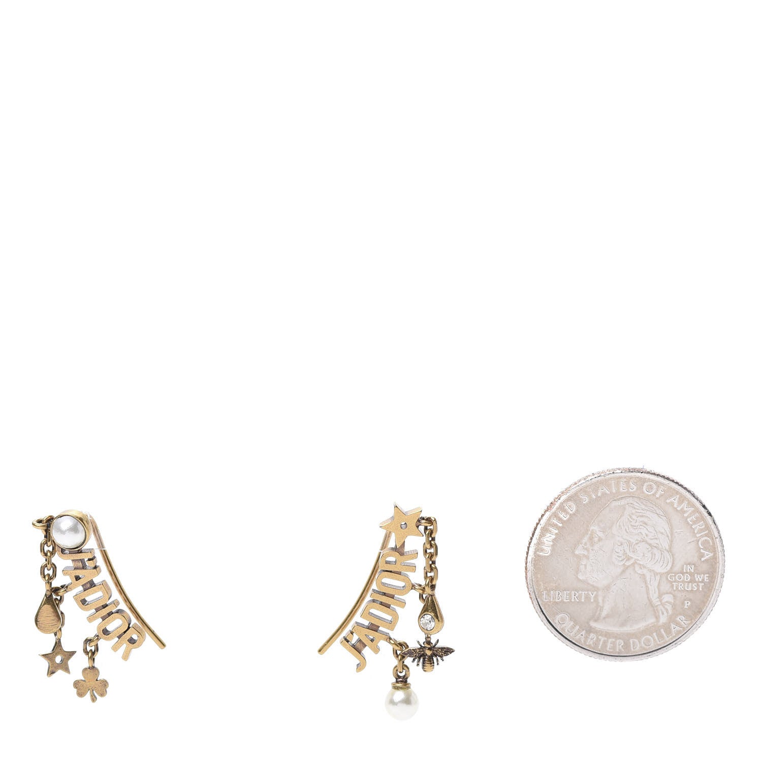 Christian Dior Pearl Crystal J'Adior Earrings Aged Gold 2 of 3