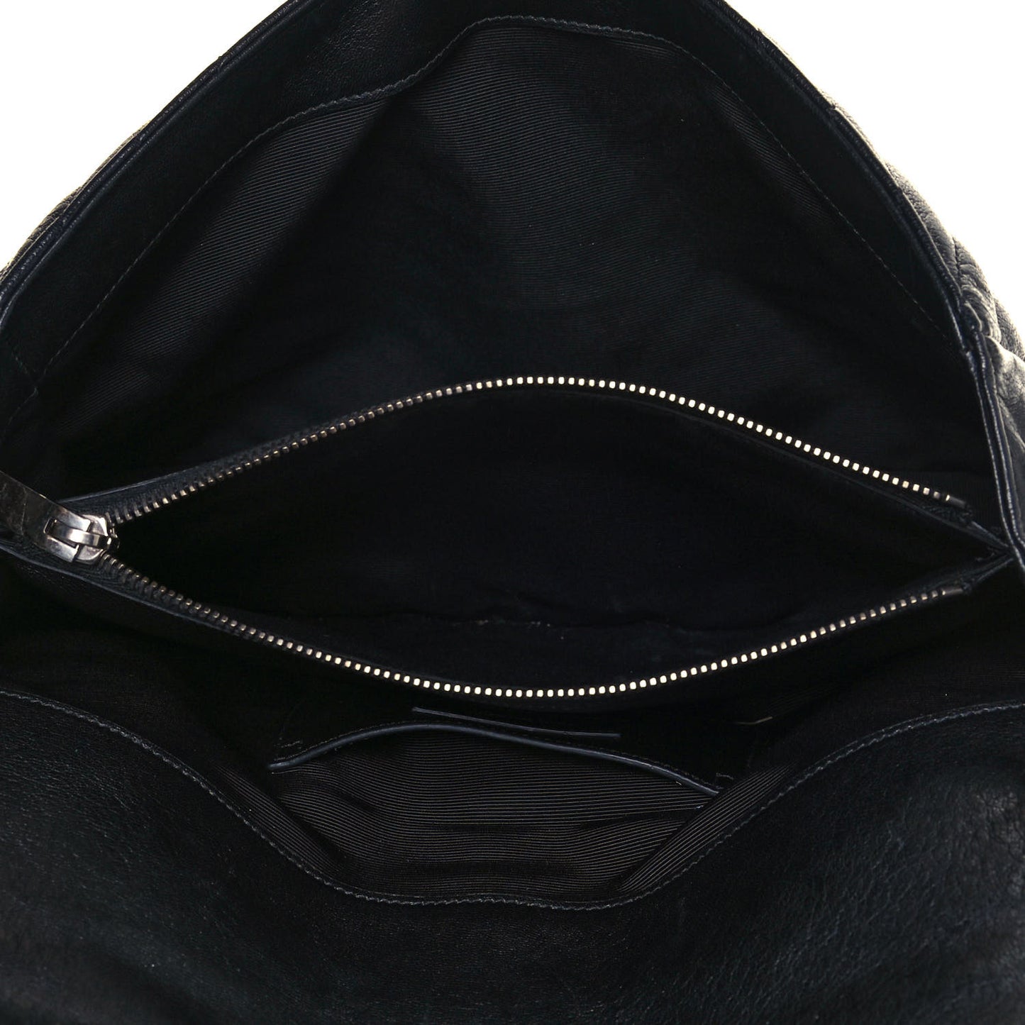 Sheepskin Matelasse Chevron Monogram Large College Satchel Black