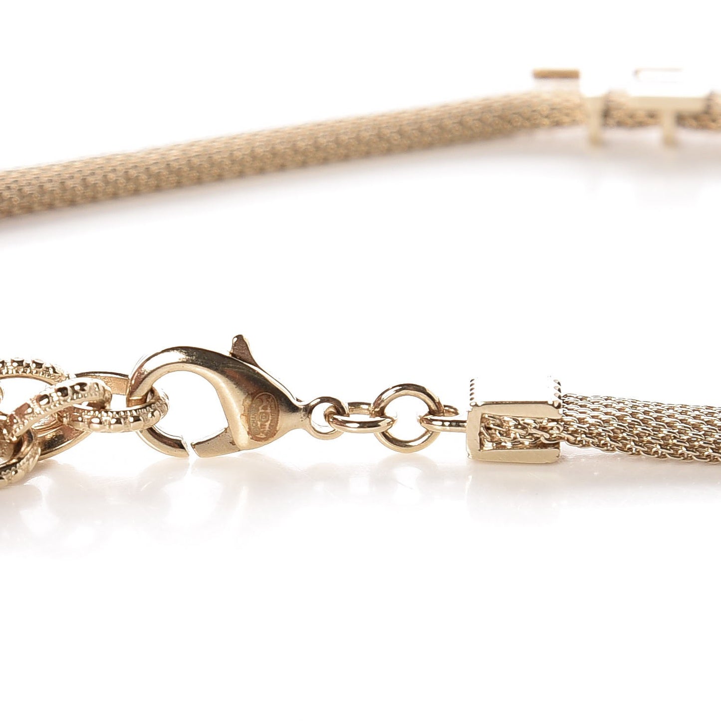 Mesh Logo Choker Necklace Gold