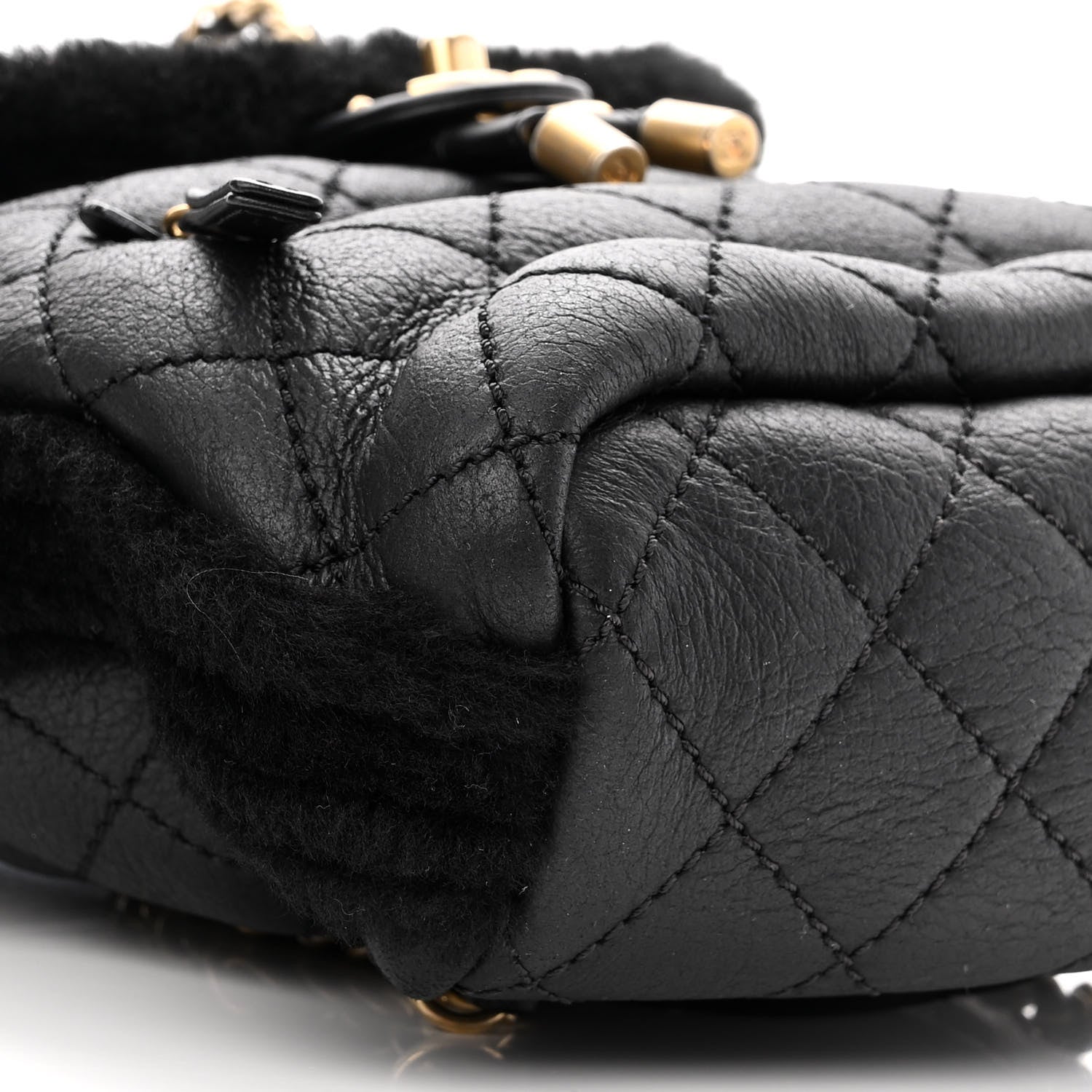 Chanel Lambskin Shearling Quilted CC Backpack Black 8 of 9