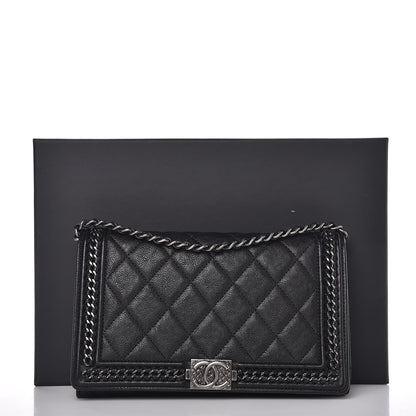 Chanel Calfskin Quilted Chain Around Boy Wallet On Removable Chain WOC Black 10 of 10