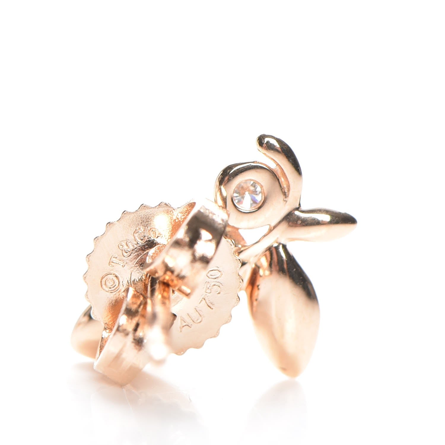 Tiffany 18K Rose Gold Diamond Paloma Picasso Olive Leaf Earrings 6 of 7