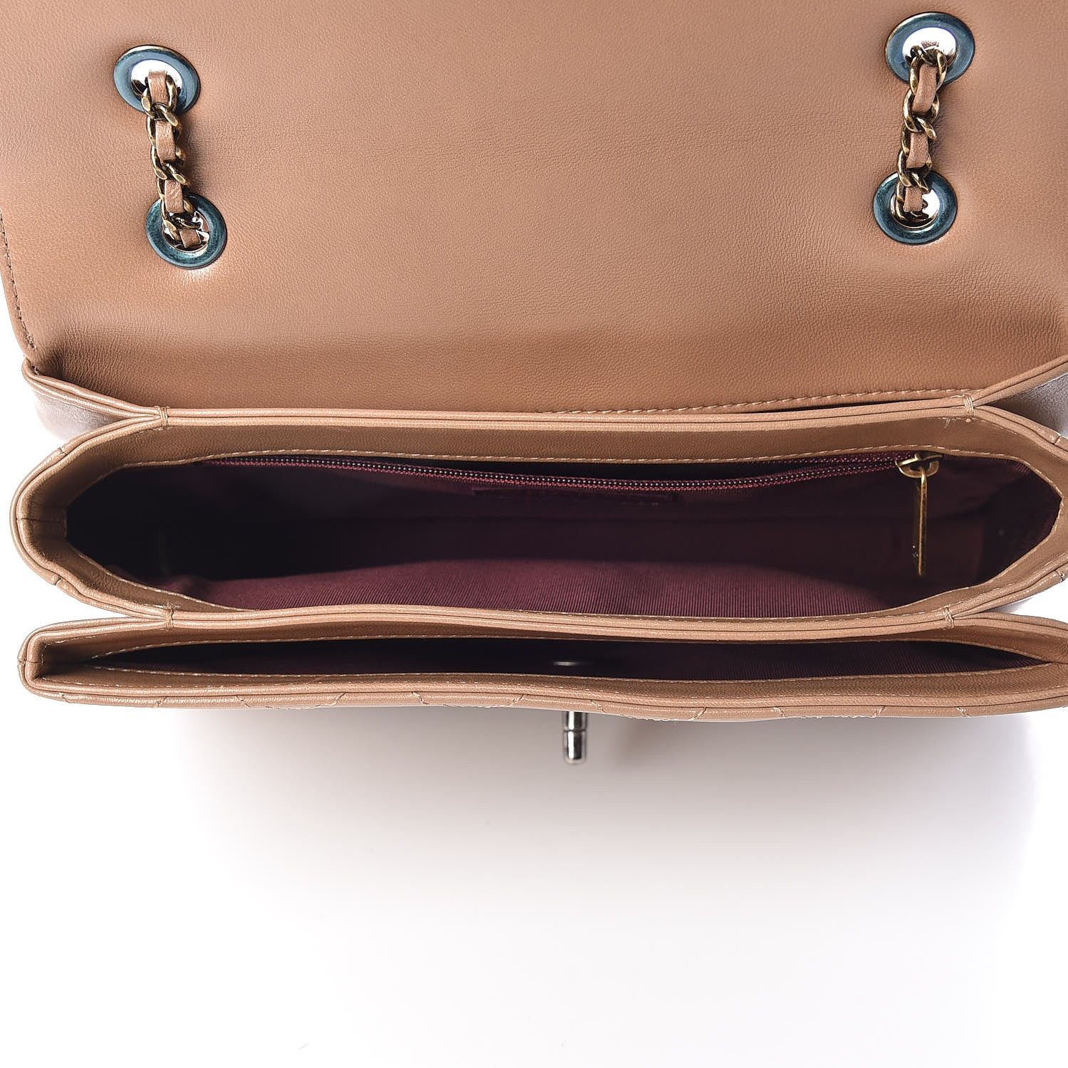 Chanel Shiny Lambskin Quilted Around The Corner Flap Beige 5 of 10