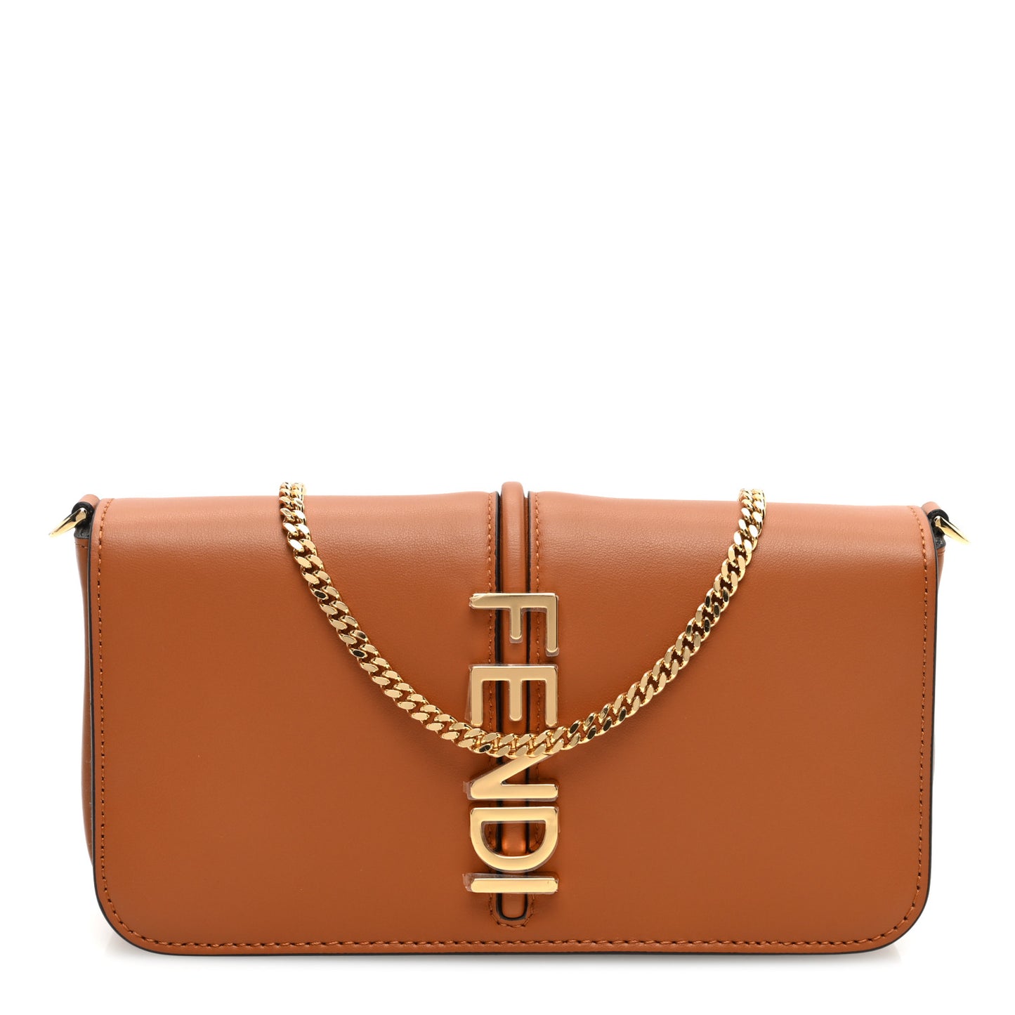 Vitello Grace Matte Fendigraphy Wallet on Chain Cuoio