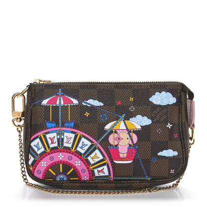 Louis Vuitton Damier Ebene 2020 Christmas Animation Big Wheel Mini Pochette Accessories Rose Ballerine 1 of 10