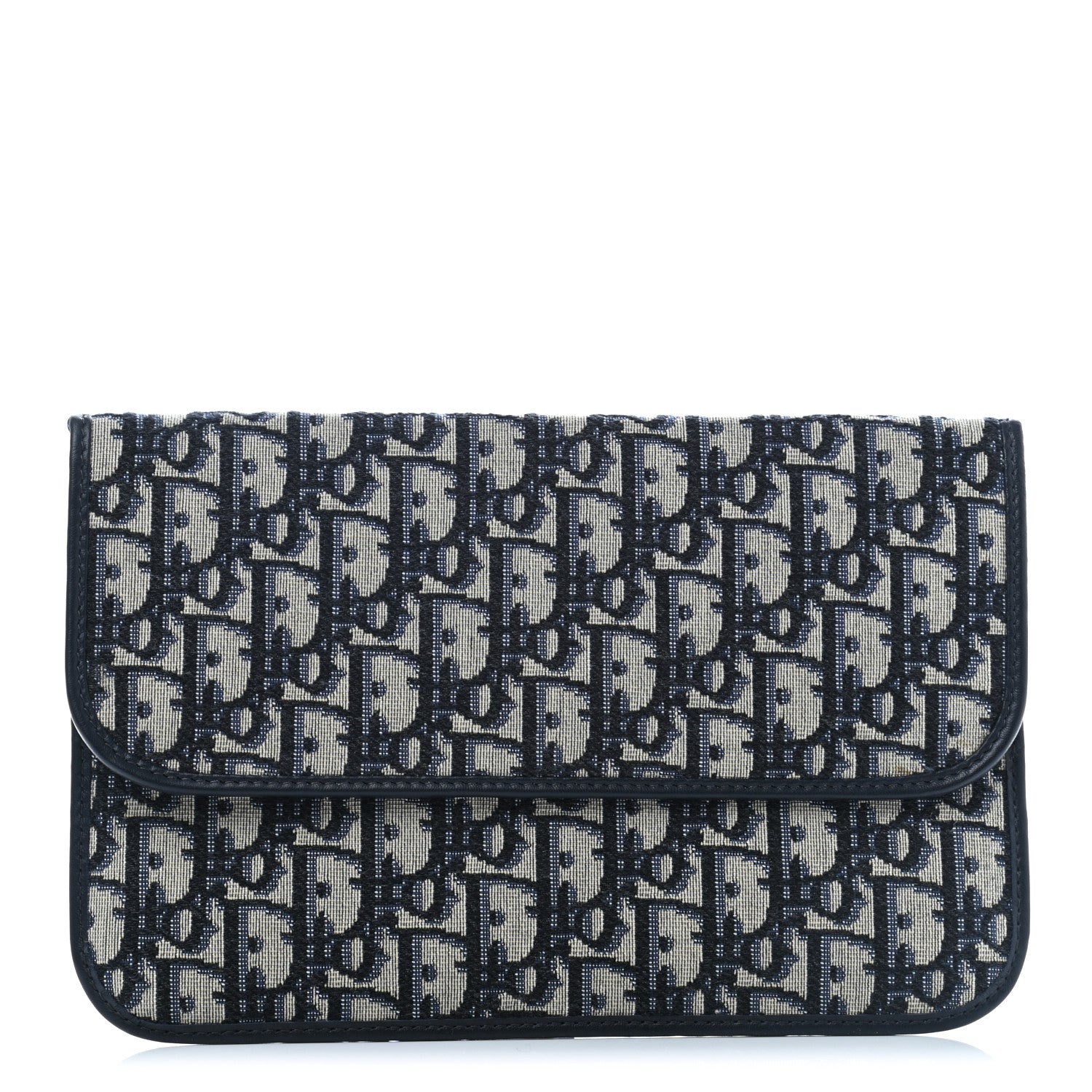 Christian Dior Oblique Flap Pouch Clutch Blue 1 of 7