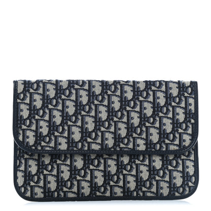 Christian Dior Oblique Flap Pouch Clutch Blue 1 of 7